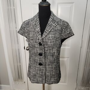 NWT Coldwater Creek Black and White Tweed‎ Boucle Jacket  Size 10